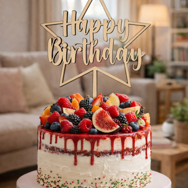 Taarttopper Happy Birthday met ster XL