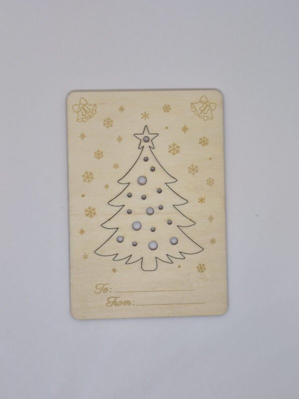Houten kerstkaart als kerstboom ornament kerstboom– originele duurzame kerstkaart Handgemaakte houten kerstkaart met uitneembaar kerstornament kerstboom en natuurlijke houtnerf, inclusief envelop