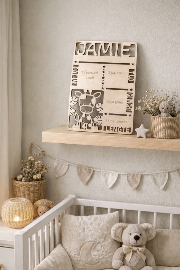 gepersonaliseerd-geboortebordje-hout-baby-naam-unisex Gepersonaliseerd houten geboortebordje met naam en geboortegegevens voor babykamer