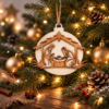 Kerststal kersthanger van hout – christelijke kerstdecoratie Houten kerststal kersthanger als kerstcadeau en christelijke kerstdecoratie
