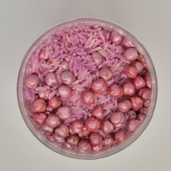 speelrijst roze mix open pot Speelrijst Rozemix