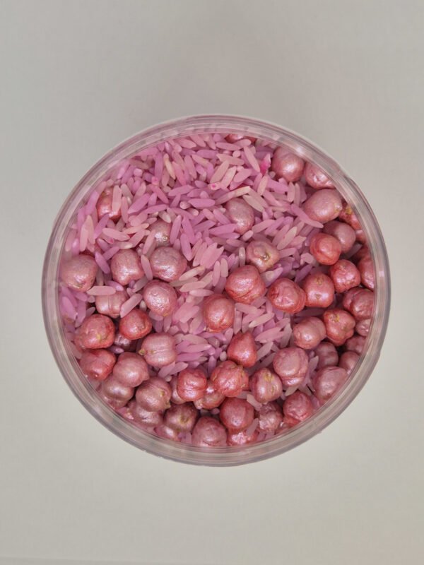 speelrijst roze mix open pot Speelrijst Rozemix